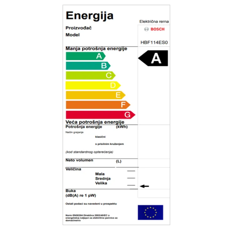 Ugradna rerna Bosch HBF114ES0 mehanička