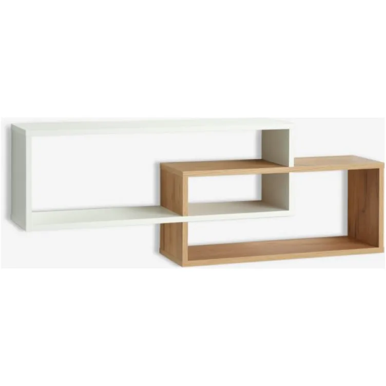Zidna polica bela/hrast