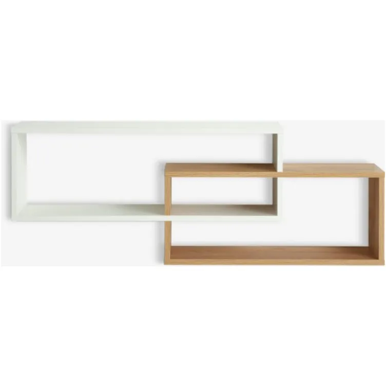 Zidna polica bela/hrast