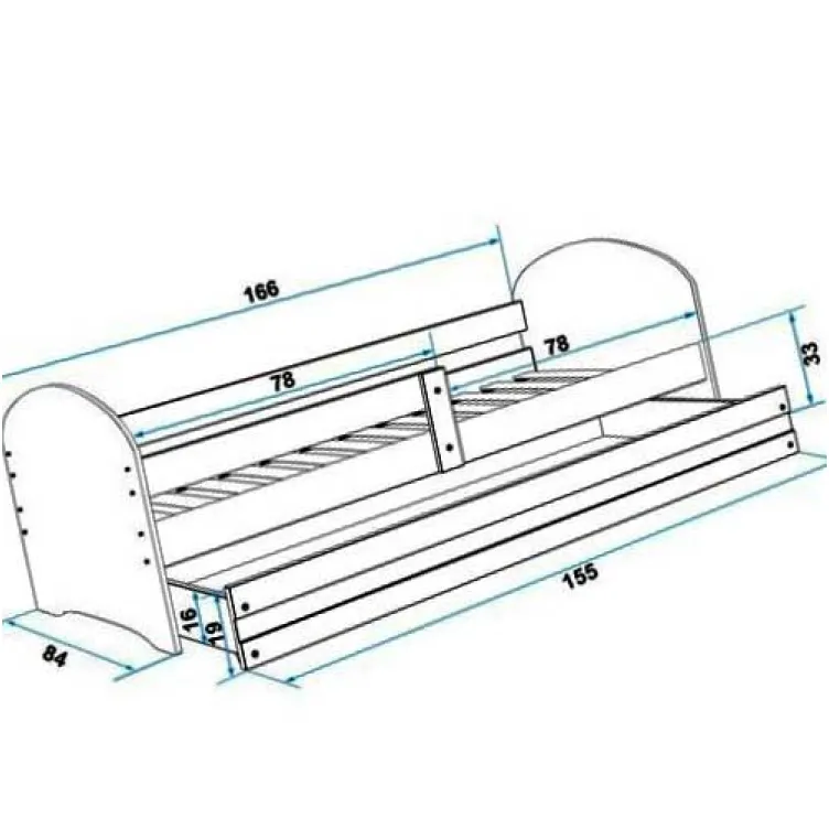 Dečiji krevet Lookie Graphite 160x80 cm sa dušekom dezen 10