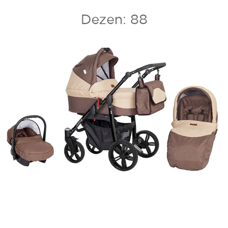 Kolica Za Bebe Kunert Silver crni ram set 2u1