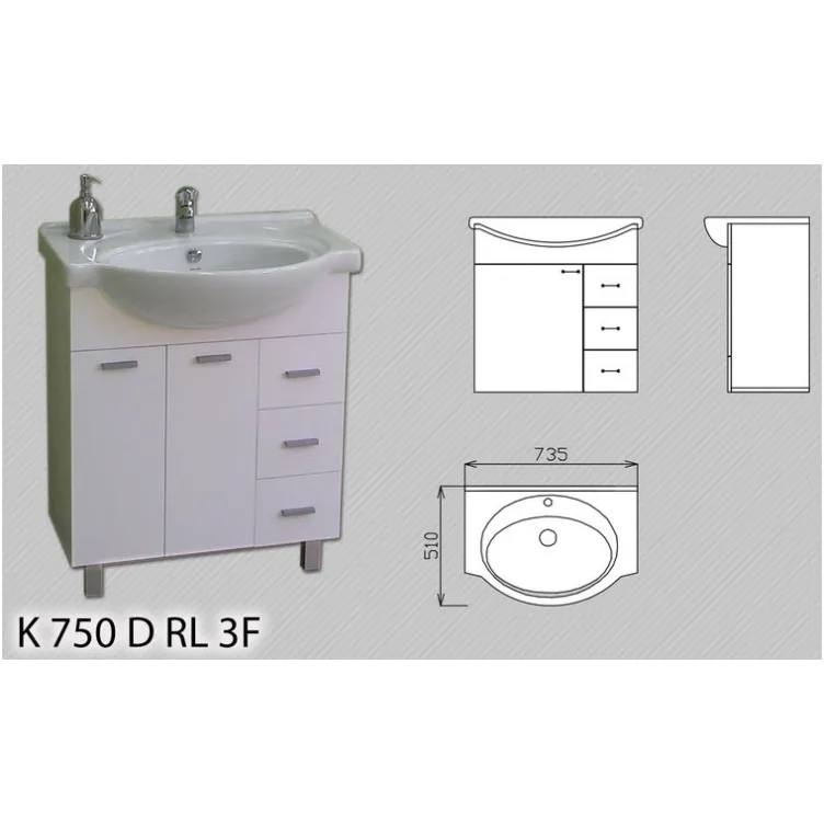 Ormarić za Kupatilo Sa Idevit Lavaboom K 750 D 3F