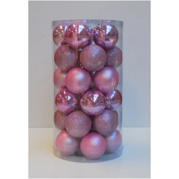 Novogodišnje kugle za jelku set 30 komada pink boje