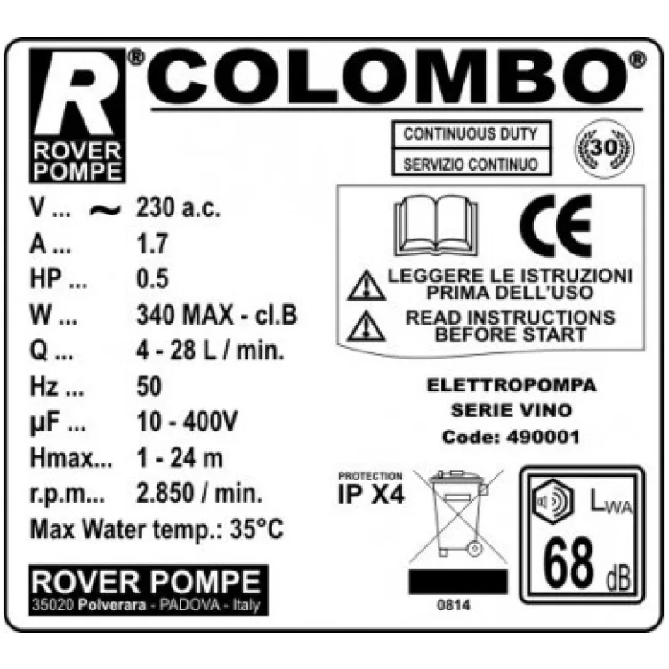 Pumpa za pretakanje i filtriranje COLOMBO 12