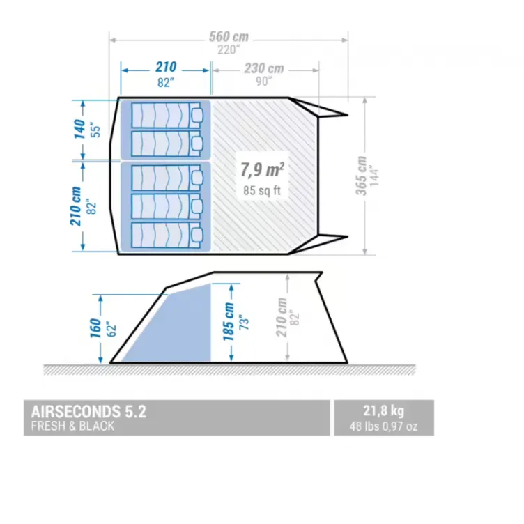 Šator na naduvavanje Air Seconds za 5 osoba