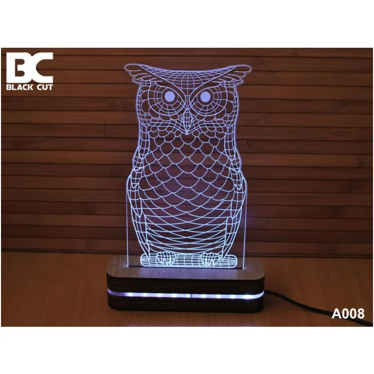 3D lampa Sova zelena