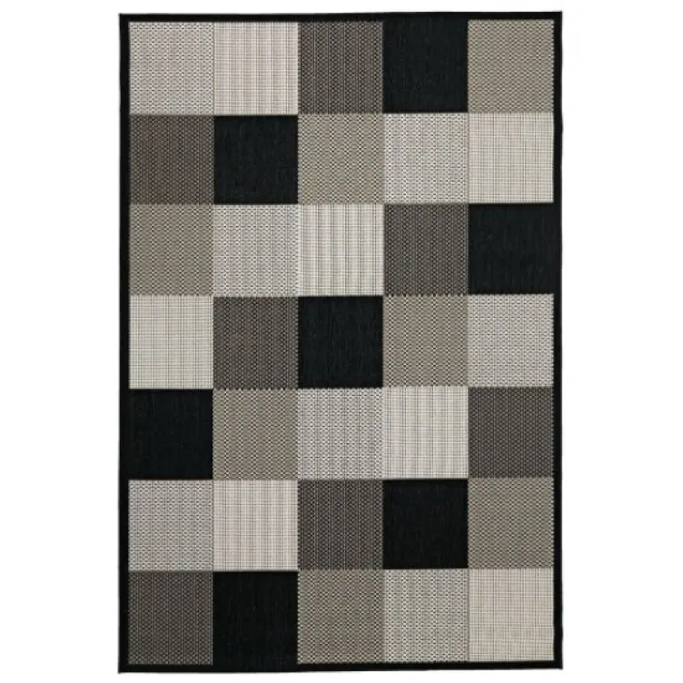 Tepih Bloks 133x195 crna/bež