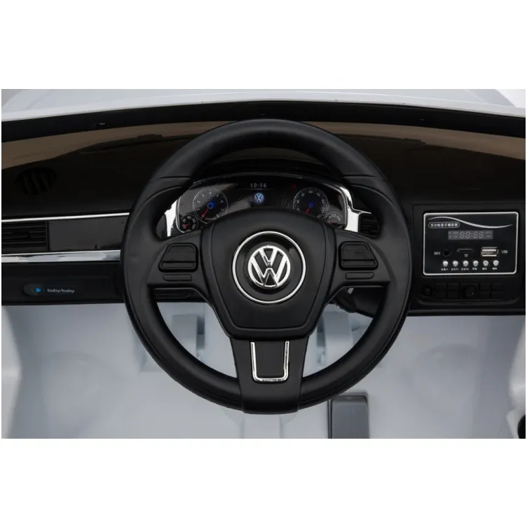 Auto na akumulator Volkswagen Touareg Licencirani sa kožnim sedištem i mekim gumama - Beli