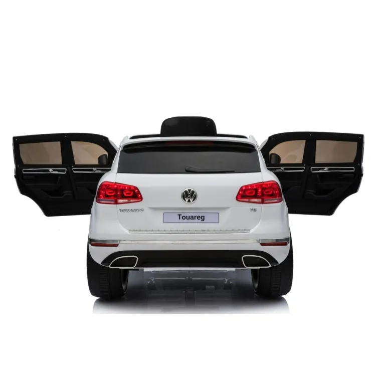 Auto na akumulator Volkswagen Touareg Licencirani sa kožnim sedištem i mekim gumama - Beli