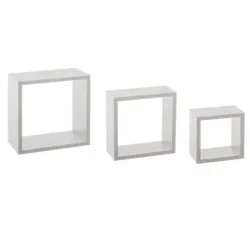 Polica zidna kocka 3 kom 15x9x15, 20x9x20, 25x9x25 mdf bela 