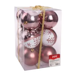 Icy print novogodišnja kugla roze 8cm 12K