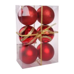 Icy print novogodišnja kugla crvena 10cm 6K