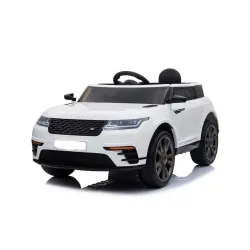 Auto na akumulator Land Rover 1 sa kožnim sedištem i mekim gumama Beli