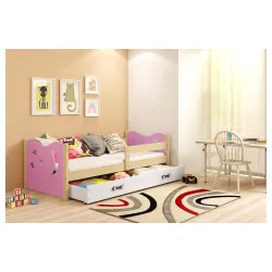 Dečiji krevet Elegant Pine roze 160x80 cm sa fiokom i dušekom