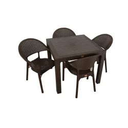 Bastenski set Bambu 4 stolice i sto 90x90 braon