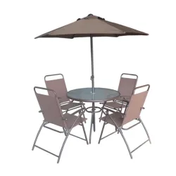 Baštenska garnitura Daglas 4 stolice i sto sa suncobranom