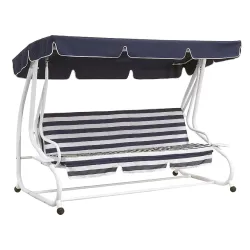 Baštenska ljuljaška trosed Crete Deluxe - plavo bela