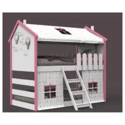 Krevet na sprat GARDEN belo roze