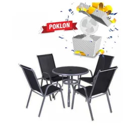 Baštenska garnitura Como crna + POKLON ventilator