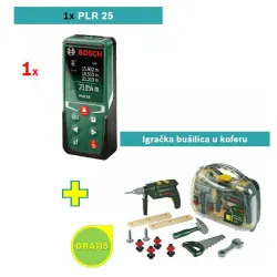Digitalni laserski daljinomer Bosch PLR 25 + Igračka bušilica u koferu