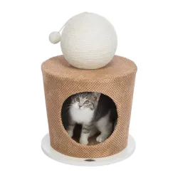 Kućica za mače sa loptom za grebanje 36x50cm taup