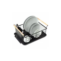 Vilde 150623 Metlani ocedjivac za sudove sa drvenim drskama 42,5 x 29,5 x 19 cm