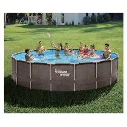 Okrugli bazen sa metalnim ramom Summer Waves Rattan 366X0.91cm